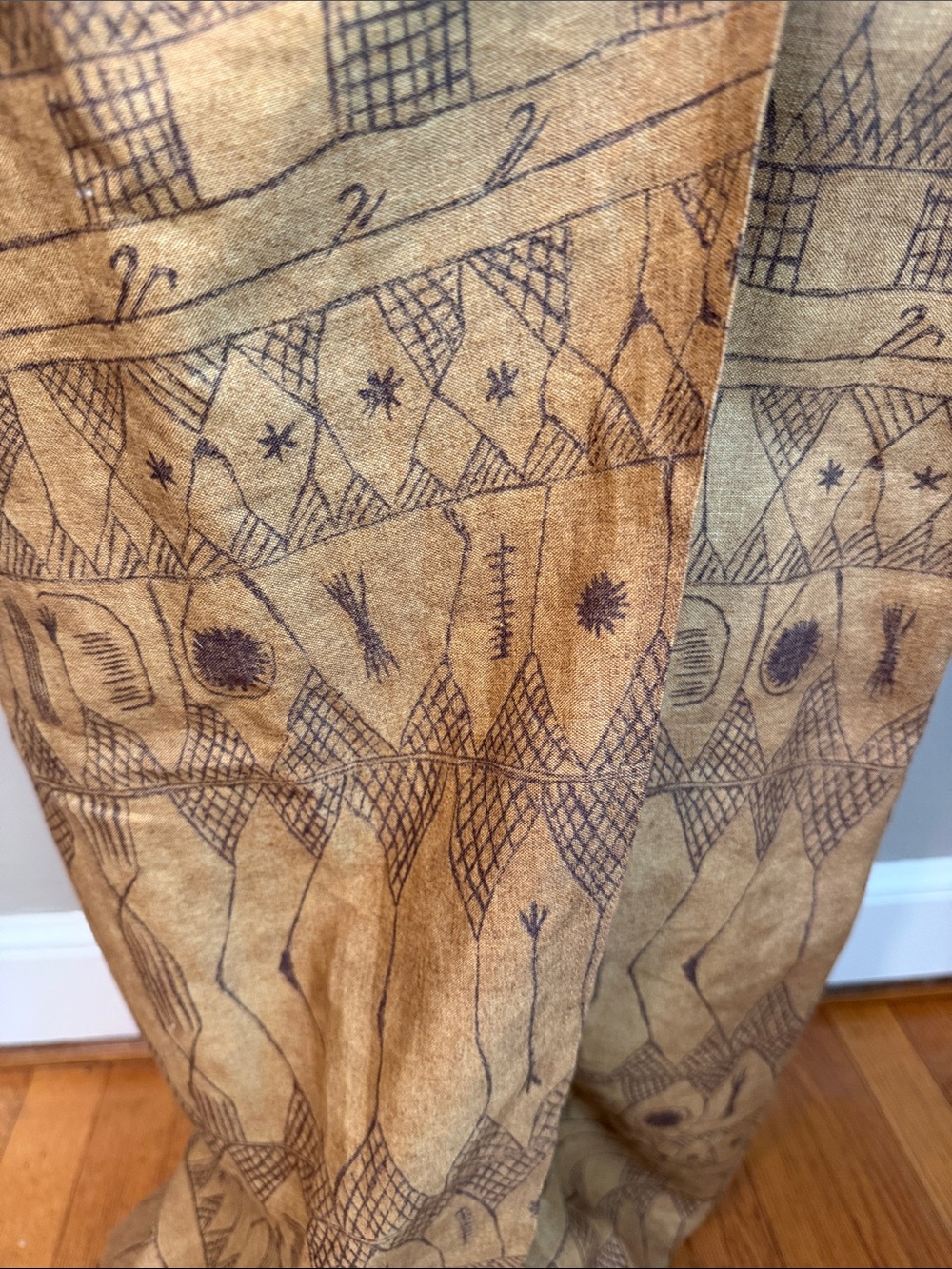 Lauren Ralph Lauren 100% Linen Wrap Maxi Skirt Tribal Print Size 6 Excellent con - Picture 5 of 8